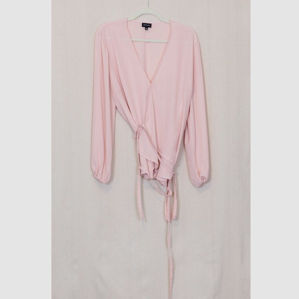Blush pink long sleeved wrap blouse
